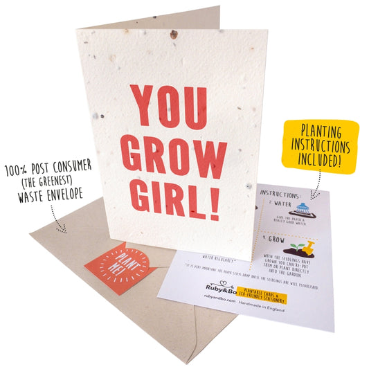 You Grow Girl Plantable Card