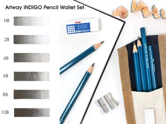 Pencil Wallet Set - inc. 6 graded graphite pencils (HB-10B)