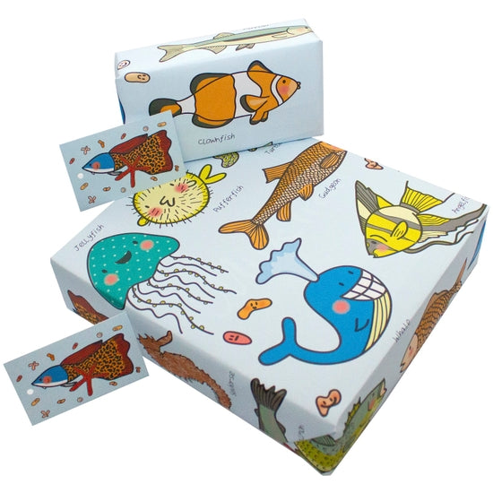 Cavallini Fish Wrapping Paper • 100% Recycled • Vegan Ink