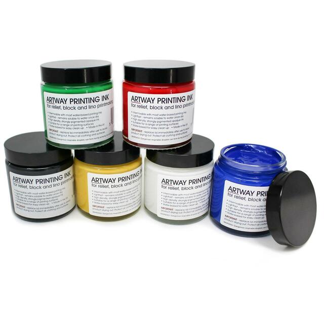 Printing Ink Set of 6, 120ml - for relief, block and lino printmaking