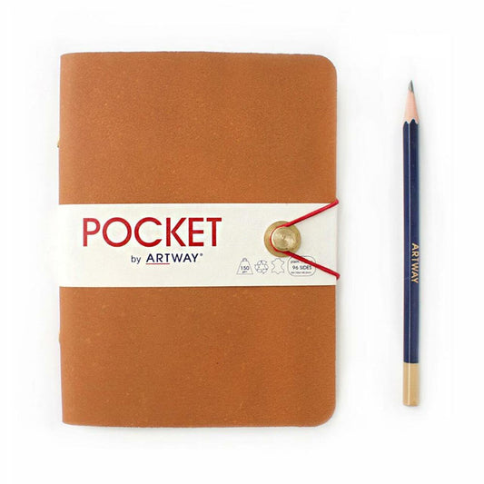 INDIGO Pocket Leather Travel Journal - A6 - Soft Leather-Bound Sketch Book with 4B Pencil